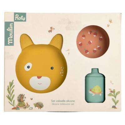 Set vaisselle en silicone Trois Petits Lapins