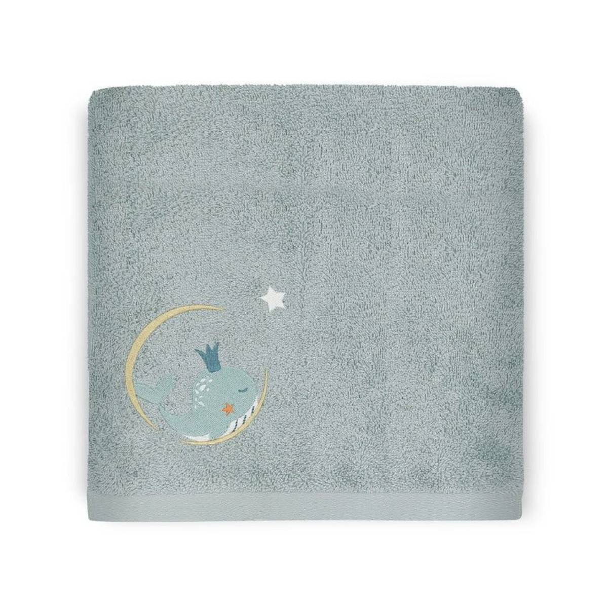 Serviette de bain Baleine lagon bleu 70x140cm