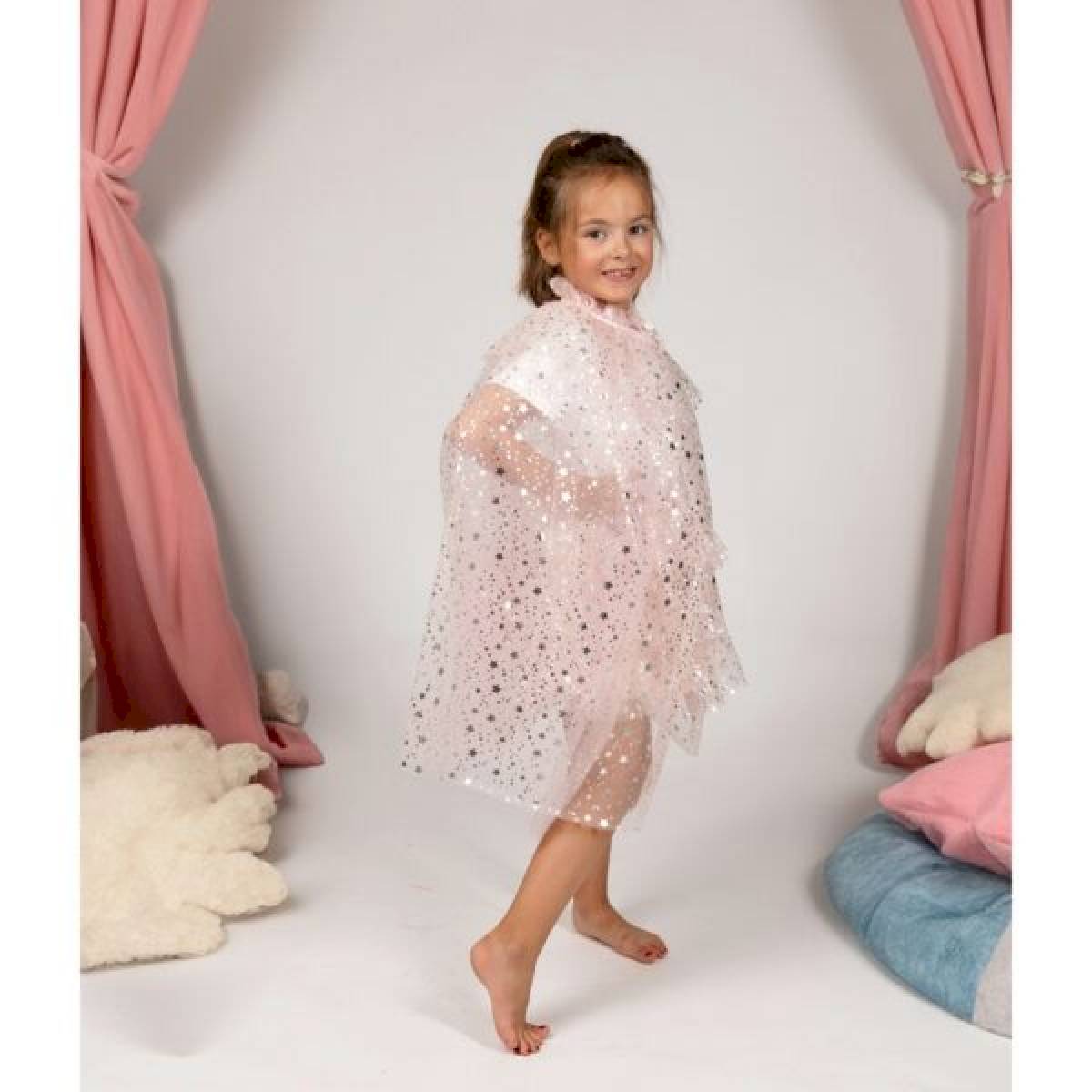 Ensemble cape et jupe Loane rose poudré
