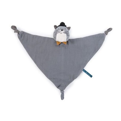 Doudou lange chat gris Ferdinand Les Moustaches