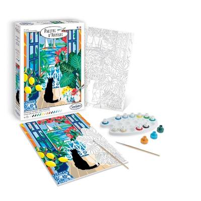 Peinture au numéro - Palette d'artiste - Le chat à la fenêtre Peinture au numéro - Palette d'artiste - Le chat à la fenêtre