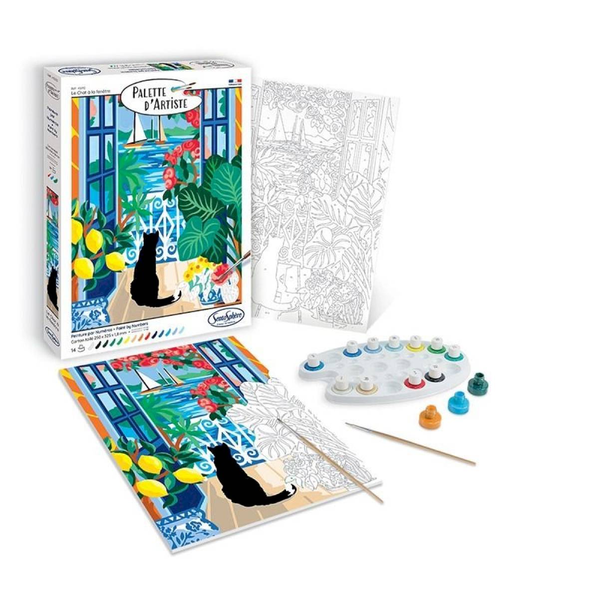 Peinture au numéro - Palette d'artiste - Le chat à la fenêtre Peinture au numéro - Palette d'artiste - Le chat à la fenêtre