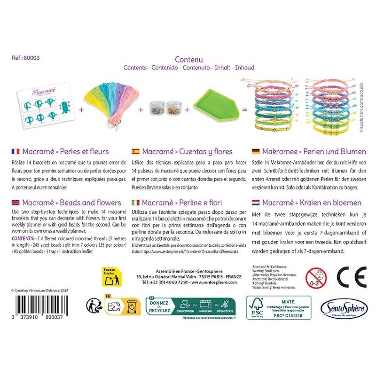 Coffret macramé Bracelets perles et fleurs Coffret macramé Bracelets perles et fleurs