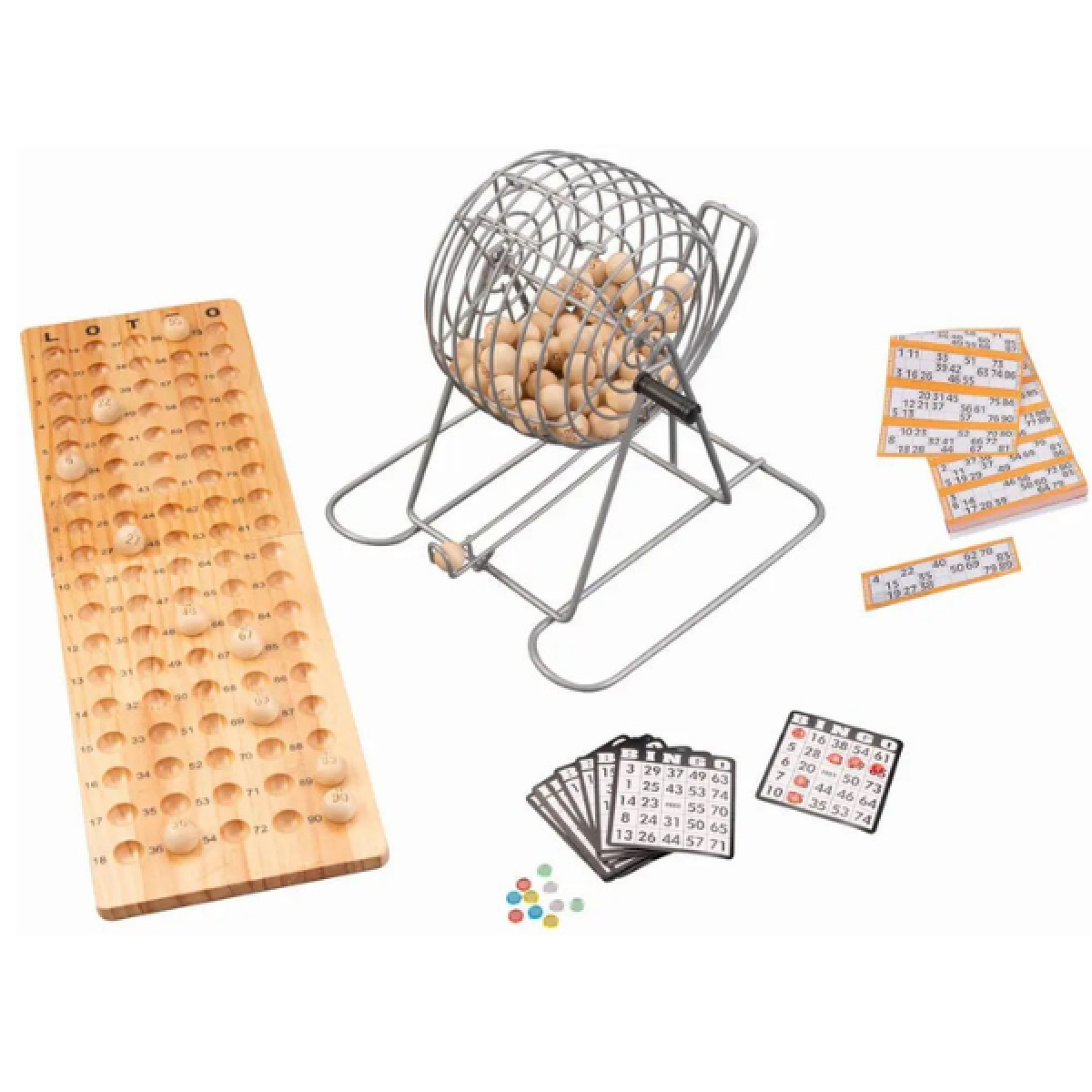 Grand jeu de bingo en bois et métal