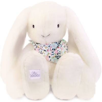 Peluche Lapin Fleurette Blanc 50cm