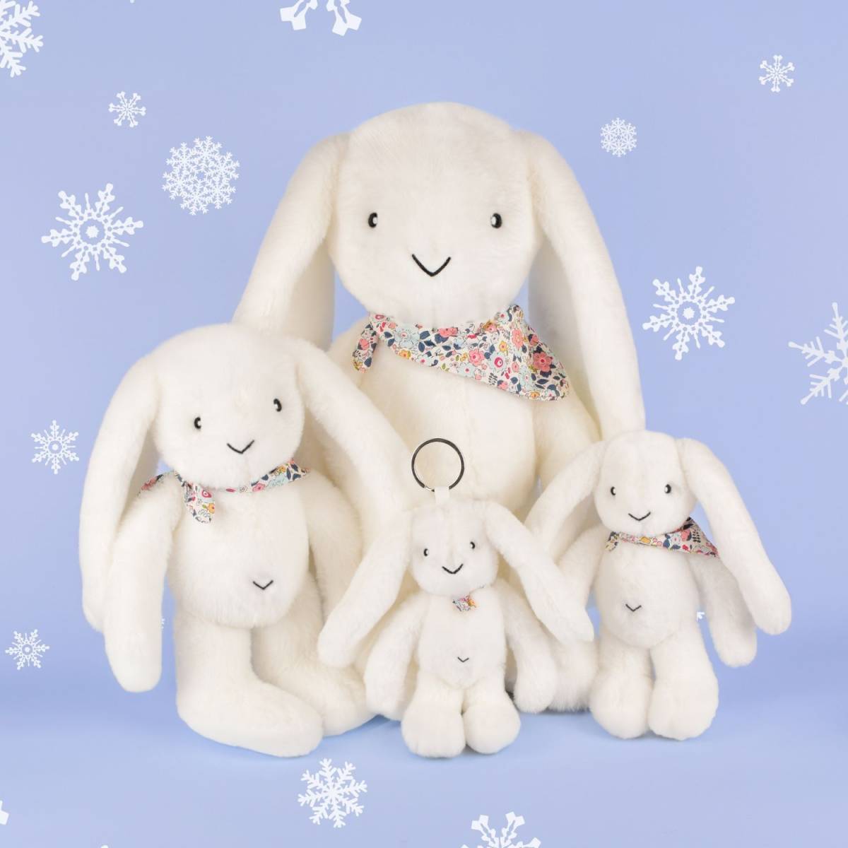 Peluche Lapin Fleurette Blanc 50cm