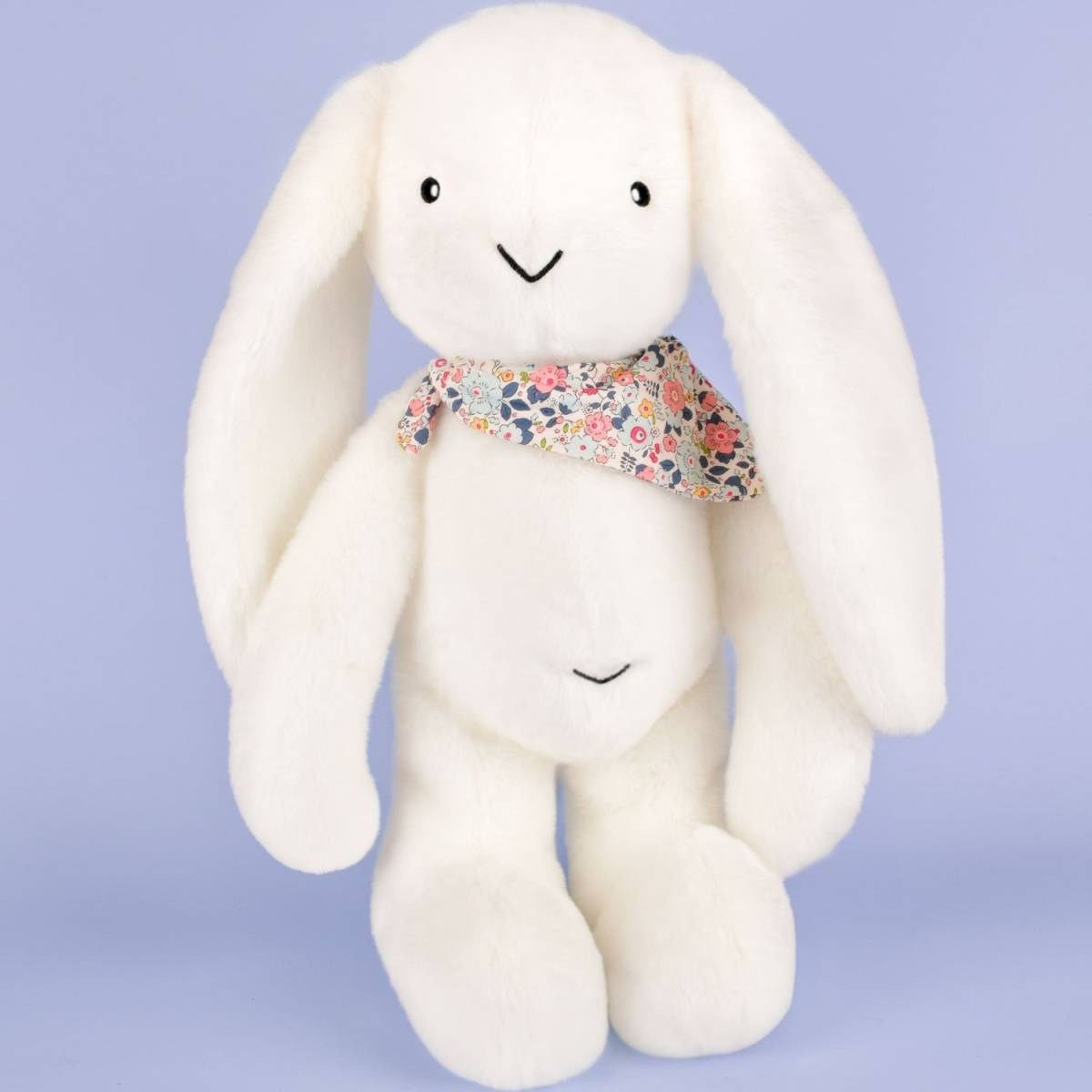Peluche Lapin Fleurette Blanc 50cm