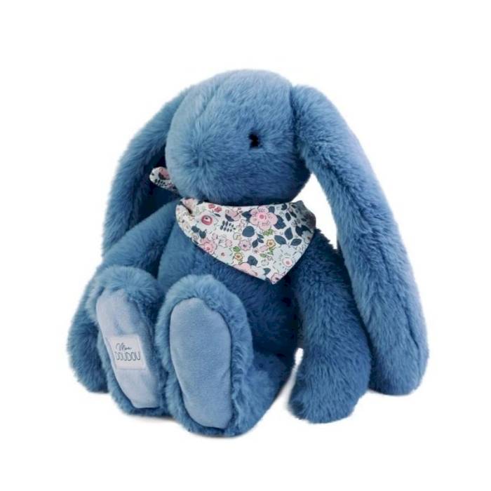 Peluche Lapin Fleurette bleu 35cm
