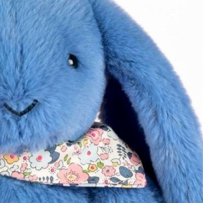 Peluche Lapin Fleurette bleu 35cm