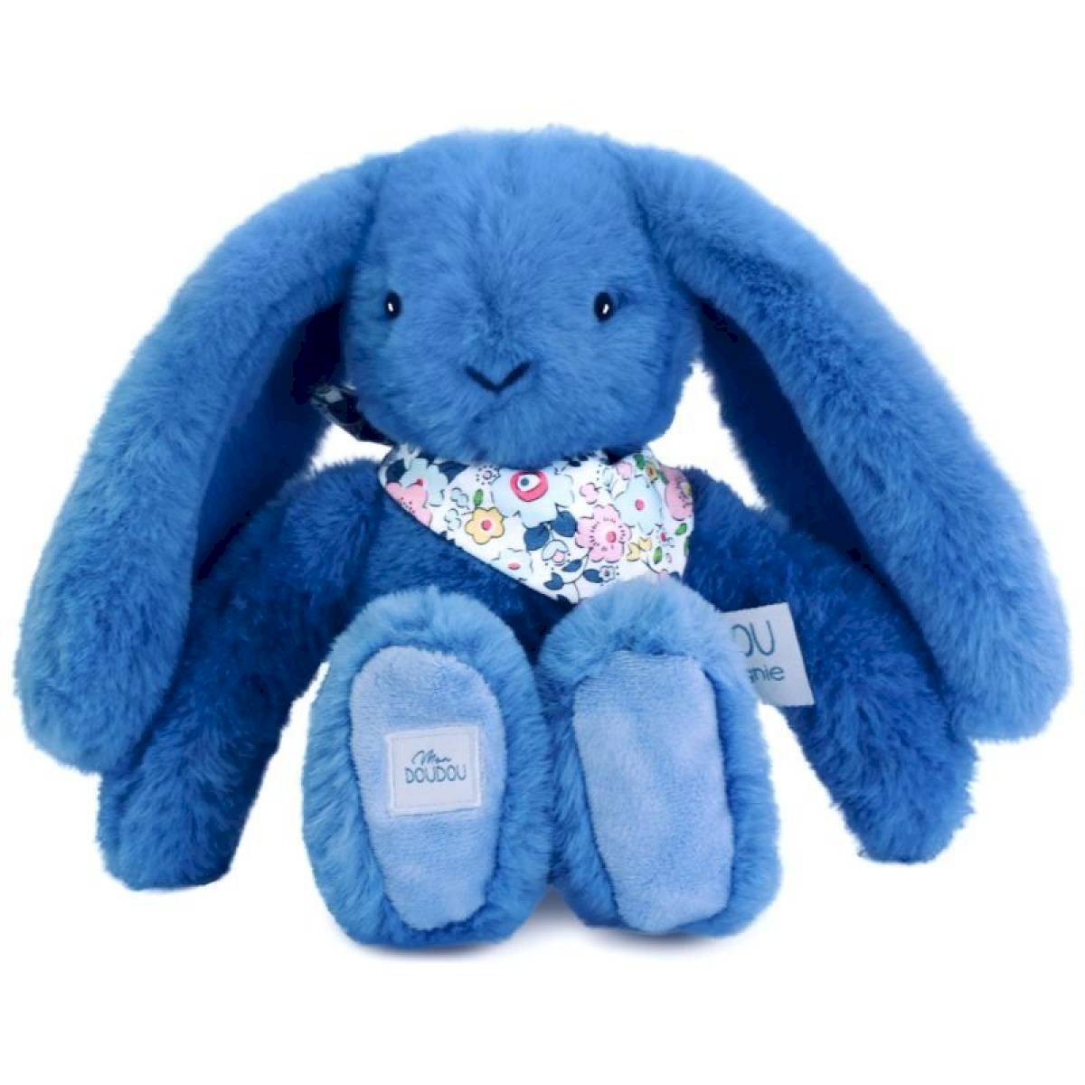 Peluche Lapin Fleurette Bleu 25cm