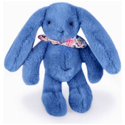 Peluche Lapin Fleurette Bleu 25cm