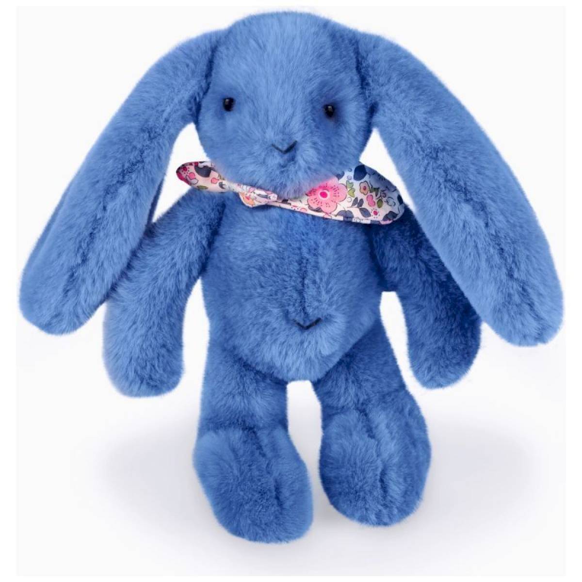 Peluche Lapin Fleurette Bleu 25cm