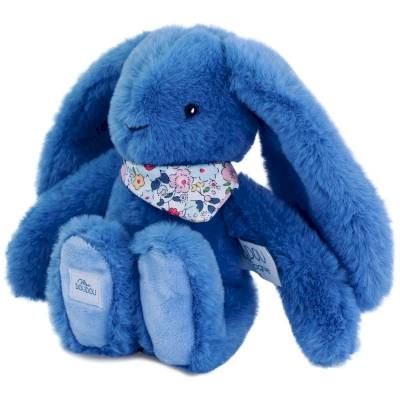 Peluche Lapin Fleurette Bleu 25cm