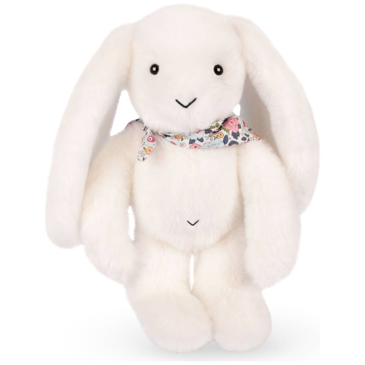 Peluche Lapin Fleurette Blanc 25cm