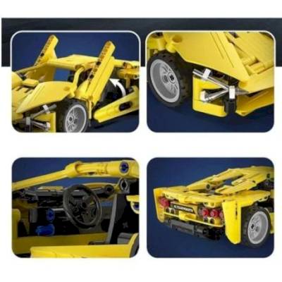 Voiture de course rétrofriction jaune à construire 357 pièces