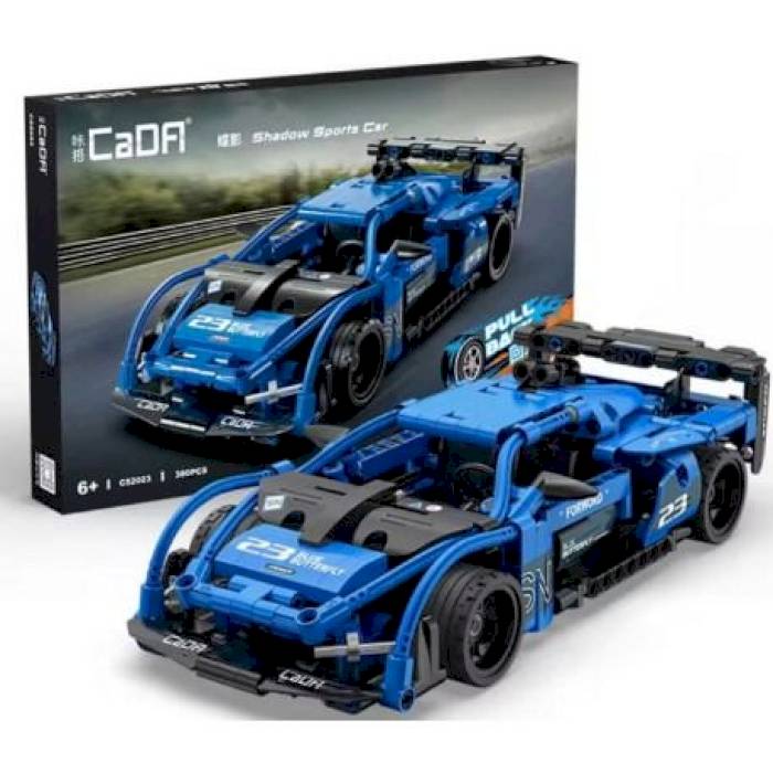 Voiture de course rétrofriction bleue à construire 380 pièces