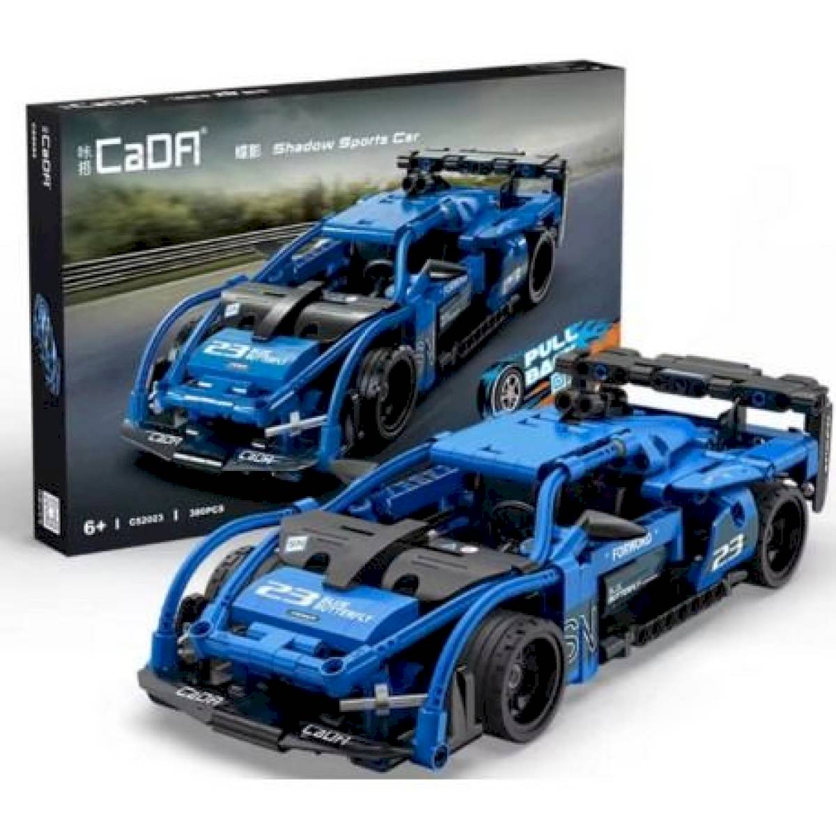 Voiture de course rétrofriction bleue à construire 380 pièces