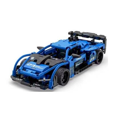 Voiture de course rétrofriction bleue à construire 380 pièces