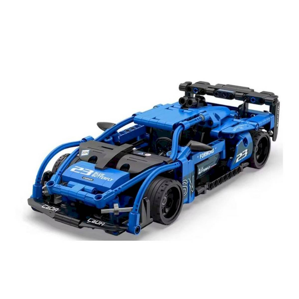Voiture de course rétrofriction bleue à construire 380 pièces