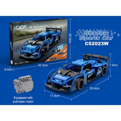 Voiture de course rétrofriction bleue à construire 380 pièces