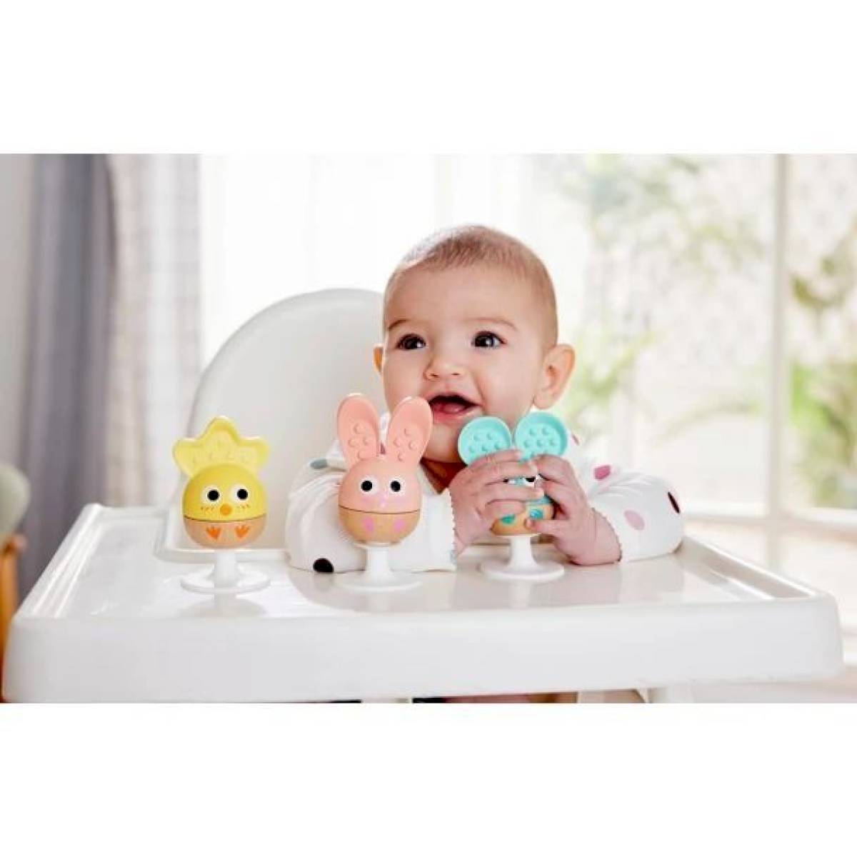 Set de 3 hochets à ventouse Animaux