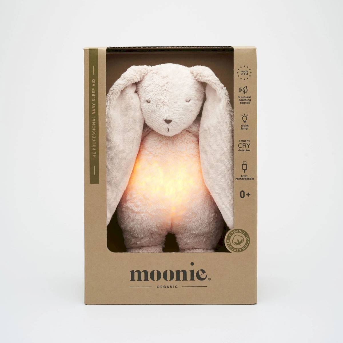 Peluche veilleuse Lapin Moonie - coloris rose blush