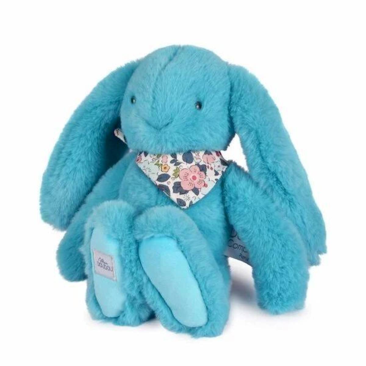 Peluche Lapin Fleurette turquoise 25cm