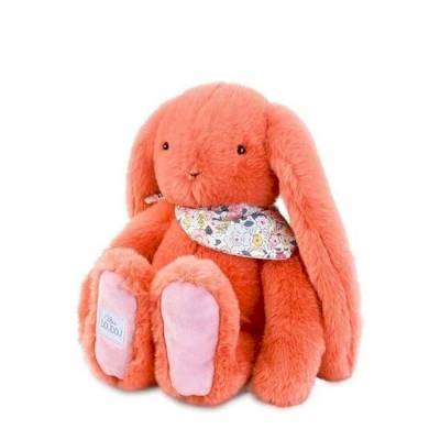 Peluche Lapin Fleurette corail 25cm