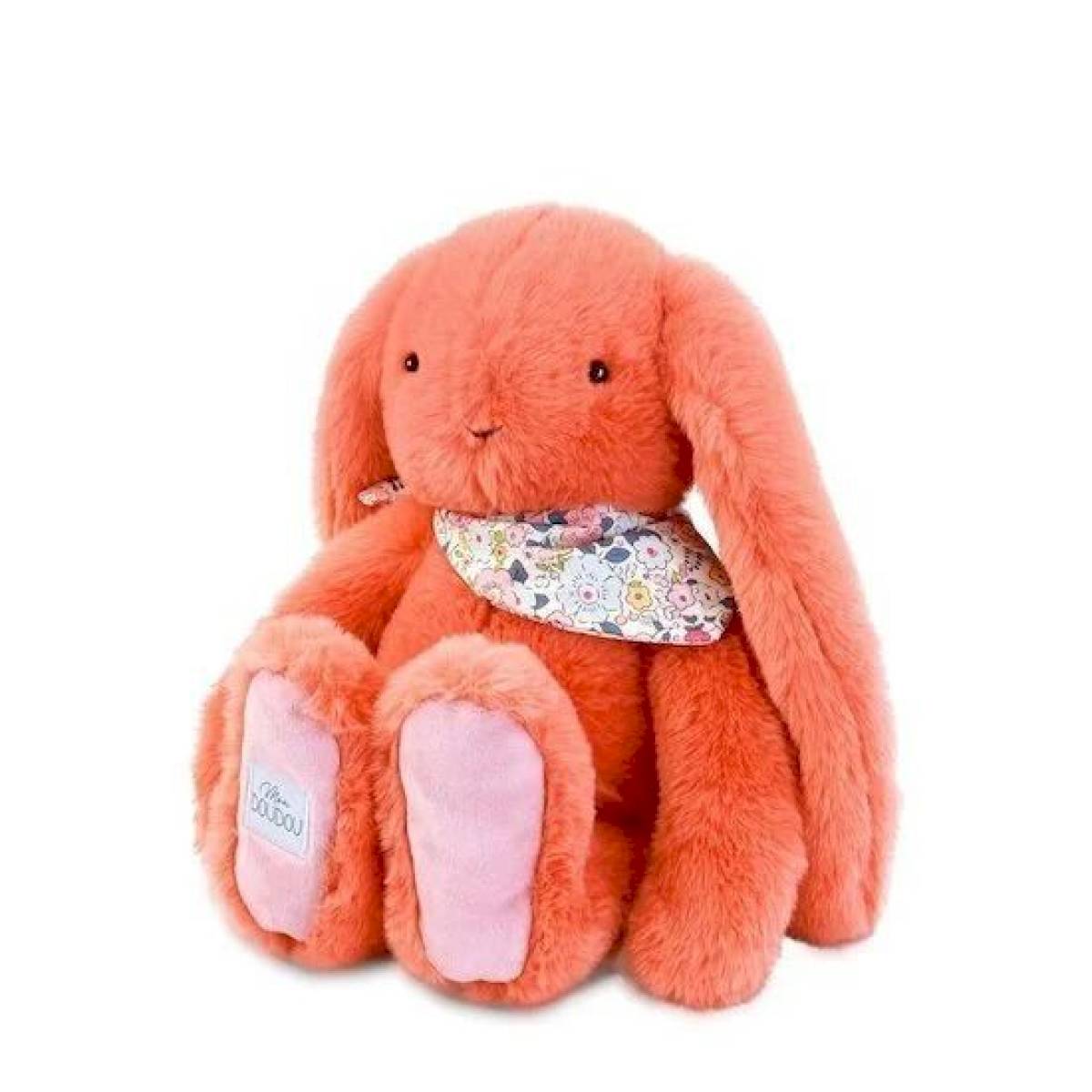 Peluche Lapin Fleurette corail 25cm