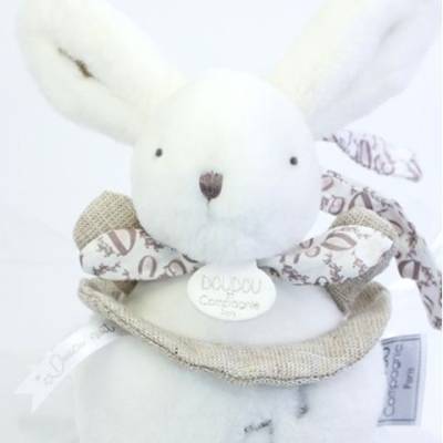Boite à musique Lapin doudou blanc 20cm
