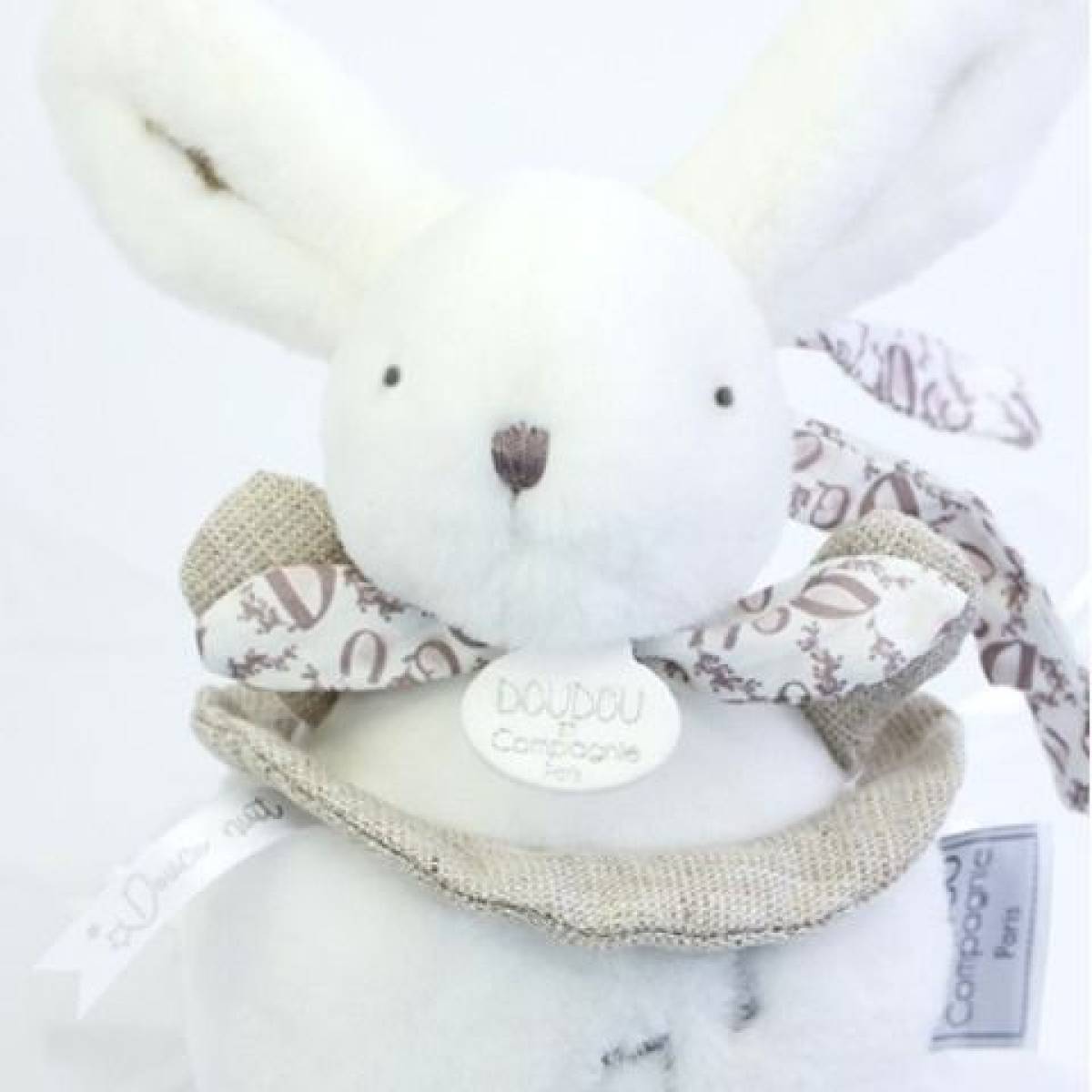 Boite à musique Lapin doudou blanc 20cm