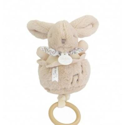Boite à musique Lapin doudou beige 20cm