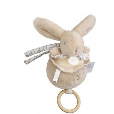 Boite à musique Lapin doudou beige 20cm