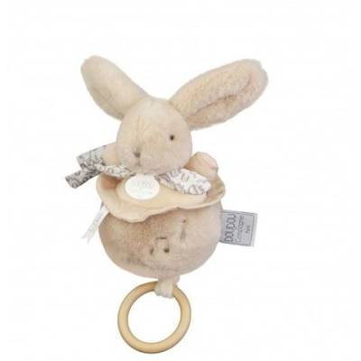 Boite à musique Lapin doudou beige 20cm