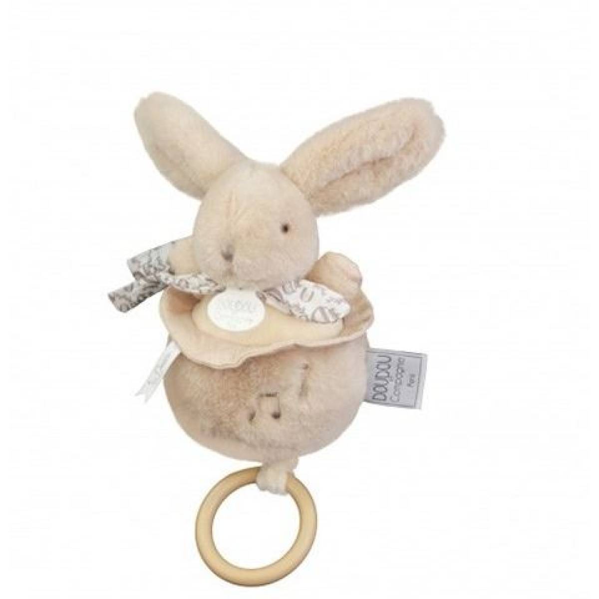 Boite à musique Lapin doudou beige 20cm
