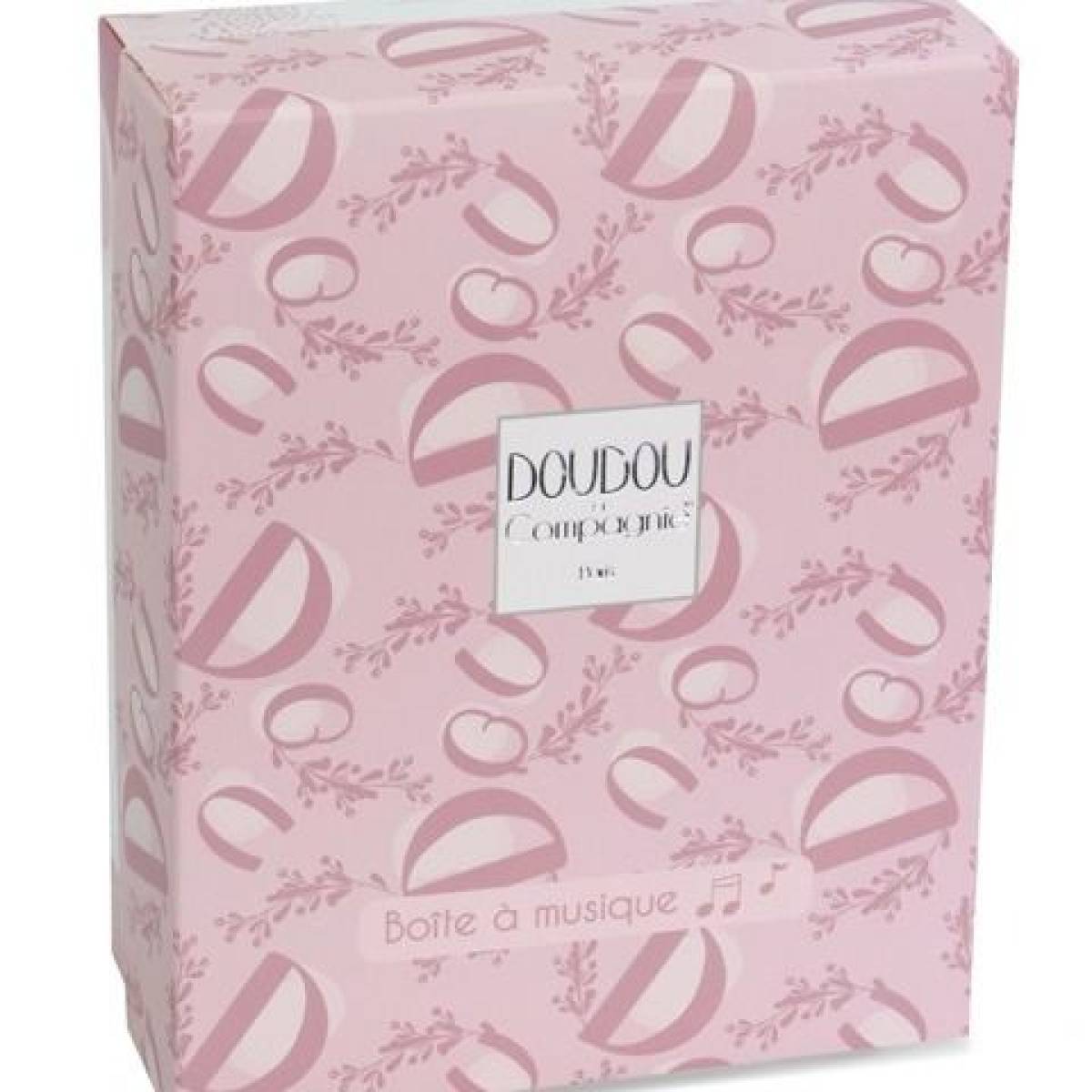 Boite à musique Lapin doudou rose 20cm