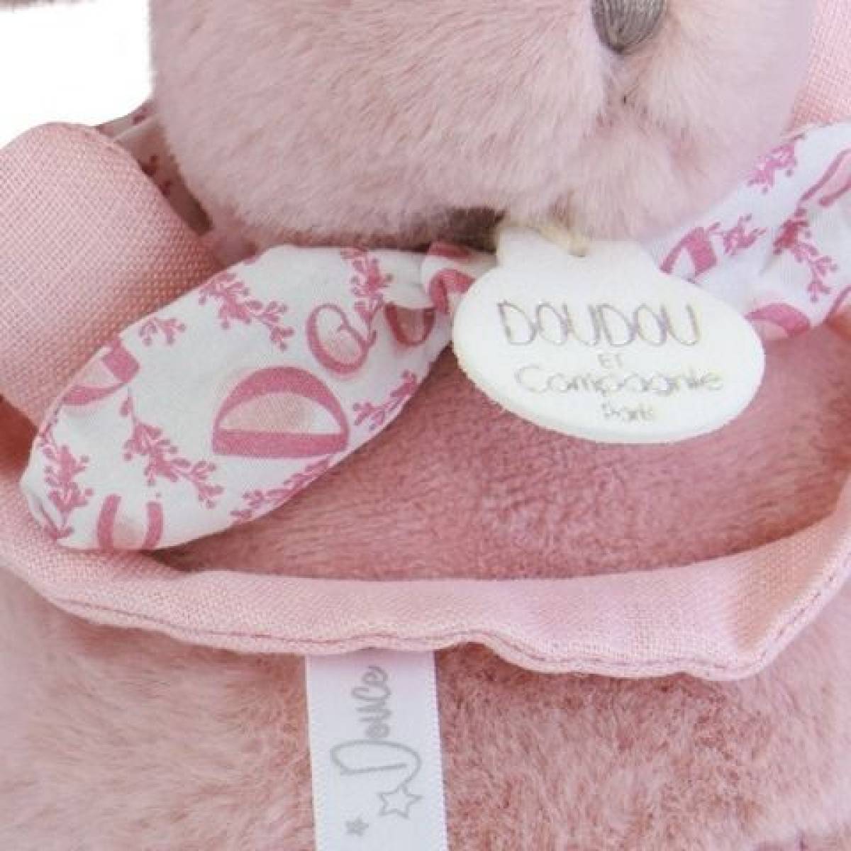 Boite à musique Lapin doudou rose 20cm