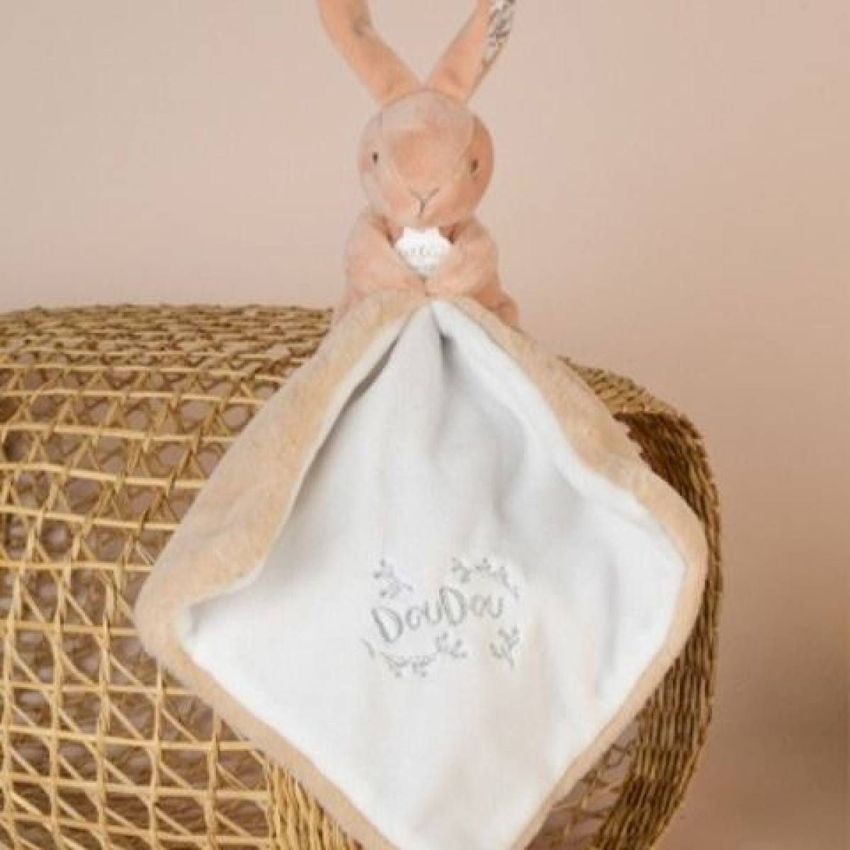 Doudou Lapin mouchoir beige 10cm