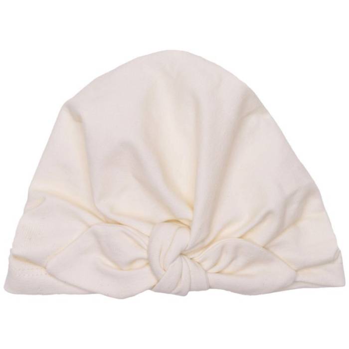 Bonnet naissance forme turban ivoire