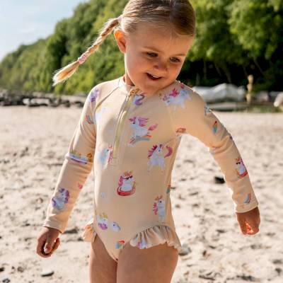 Maillot de bain à manches longues anti UV La plage des Licornes 1-2 ans