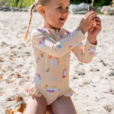 Maillot de bain à manches longues anti UV La plage des Licornes 1-2 ans