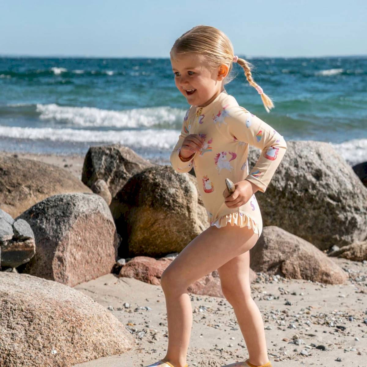 Maillot de bain à manches longues anti UV La plage des Licornes 1-2 ans