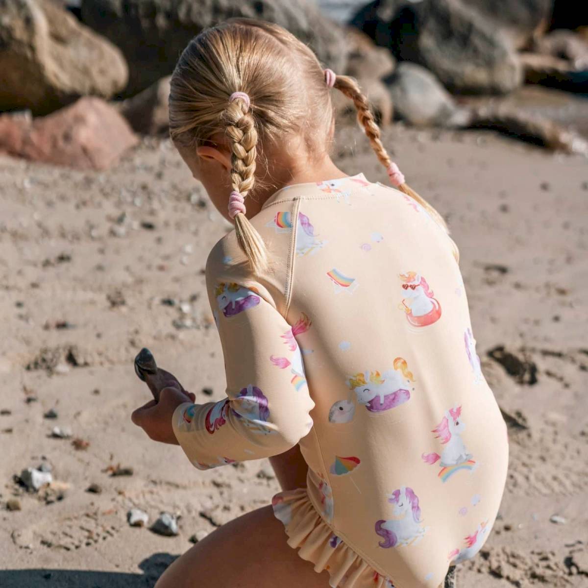 Maillot de bain à manches longues anti UV La plage des Licornes 1-2 ans