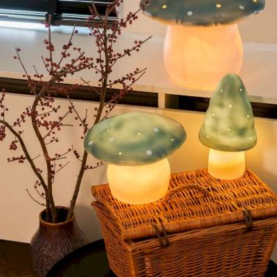 Petite lampe Champignon bleu Natural Teal