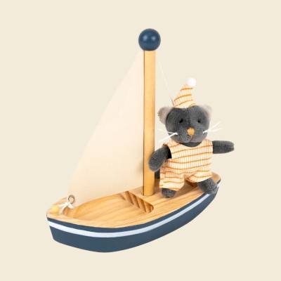 Mini Peluche Malo le Chat sur son voilier