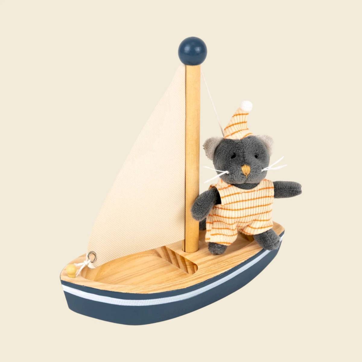 Mini Peluche Malo le Chat sur son voilier