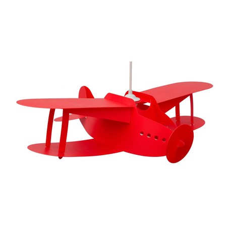 Lampe suspension avion biplan rouge
