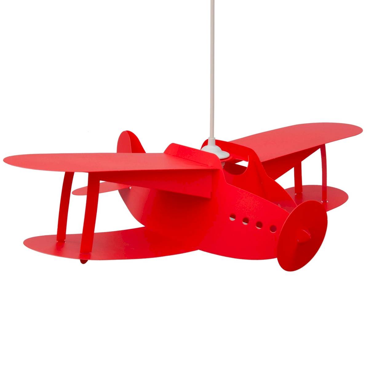 Lampe suspension avion biplan rouge